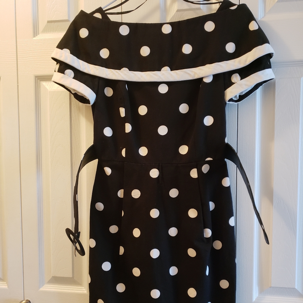 Scaasi Black and White Polkadot Dress